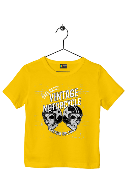 Футболка дитяча з принтом "мото вантажу". Вінтаж, мото, череп, шолом. 2070702