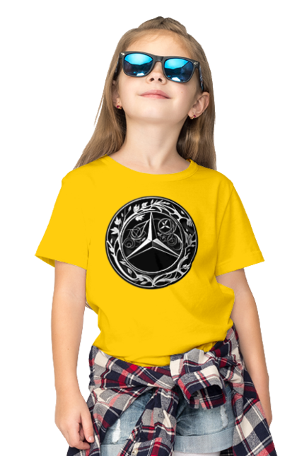 Футболка дитяча з принтом "Mercedes Benz Лого Арт". Авто, автомобіль, логотип мерседес, машини, мерс, мерседес. 2070702